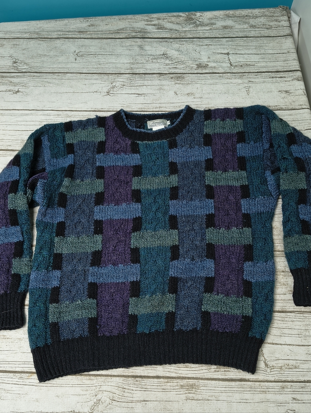 Harry Rosen 90s Geometric Vintage Wool Blend Sweater Size Large